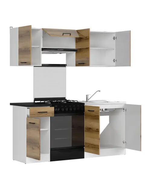 Conjunto de cocina Junona Line 180 cm roble delano claro con encimera