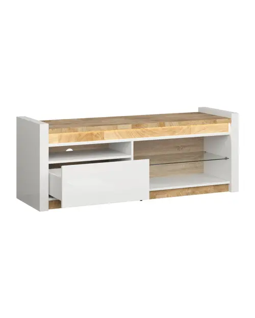 Mueble RTV Alameda 147 cm con cajón y estante blanco