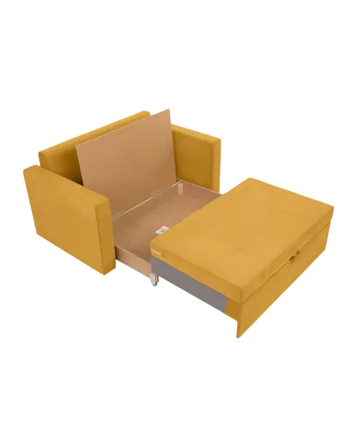 Two-seater sofa bed Bunio III with storage yellow