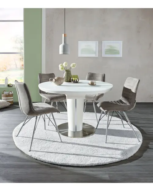 Стол Herkules 120-160x76 белый/нержавеющая сталь