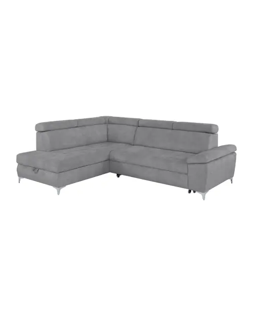 Left-hand corner sofa Raul pull-out with storage grey