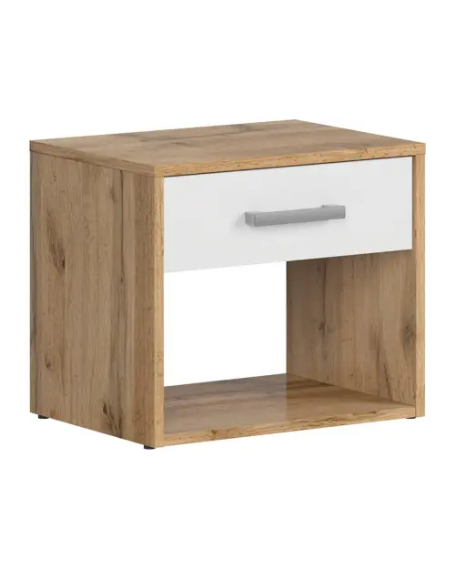 Mesita de noche Matos 45 cm con cajón roble wotan/blanco