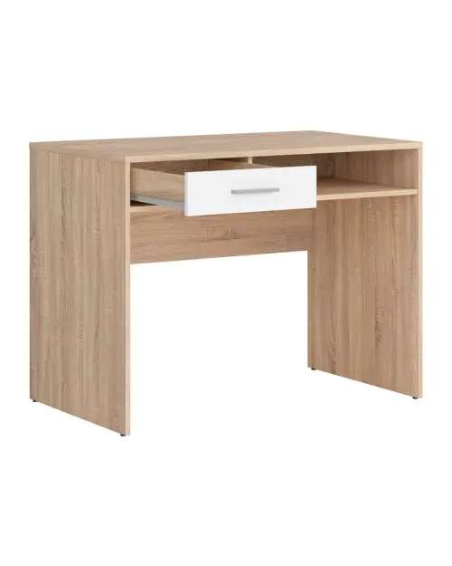 Escritorio Nepo Plus 100 cm con cajón y estante roble sonoma/blanco