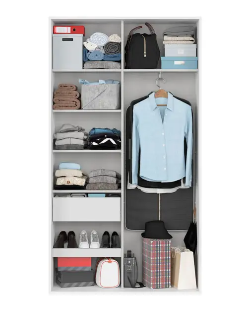 Шкаф-купе Flex 120 см с зеркалом белый глянец