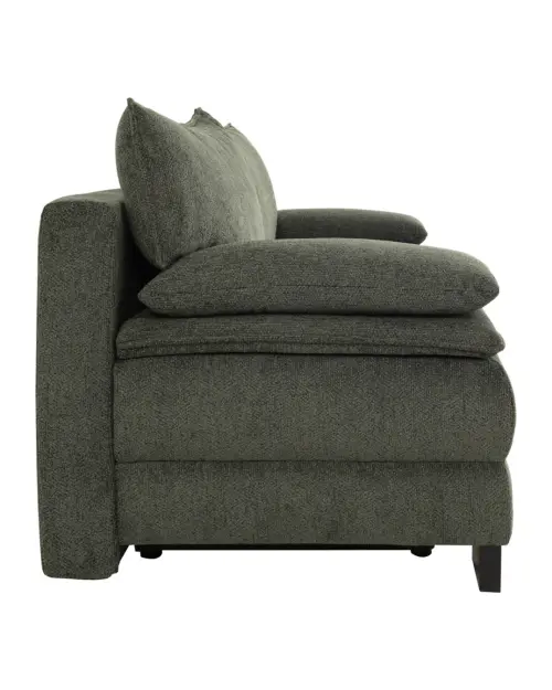 Three-seater Lindon sofa bed with storage green chenille