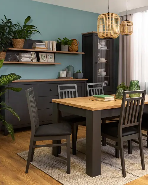 Estante de pared Hesen 175 cm grafito/roble artisanv