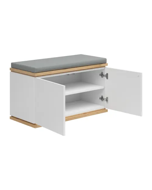 Zapatero Yamael 85 cm con asiento blanco