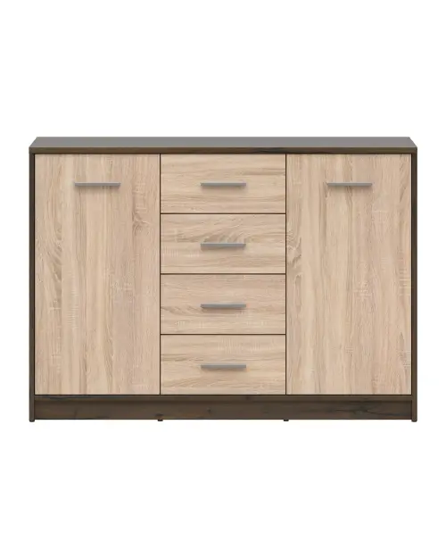 Cómoda Nepo Plus 119 cm con 2 puertas y 4 cajones roble noble/roble sonoma