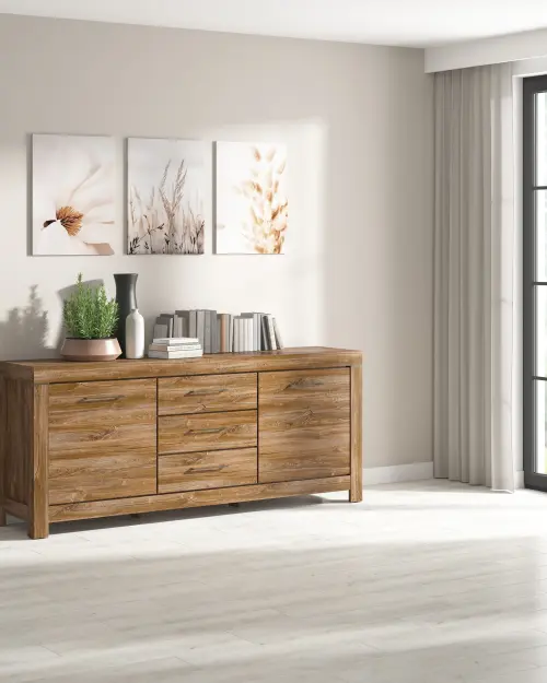 Cómoda Gent 200 cm con 2 puertas y 3 cajones roble stirling