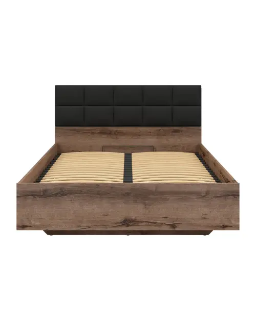 Cama Kassel B1 140x200 con somier y contenedor roble monastery