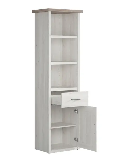 Estantería Luca Juzi 60 cm con 1 puerta, cajón y 3 estantes alerce sibiu claro