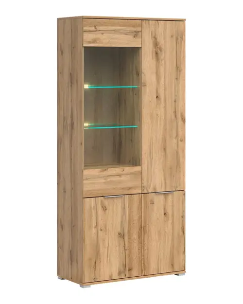 Vitrina Zele 90 cm con 4 puertas roble wotan