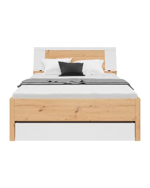 Cama Saturn 140x200 con 3 cajones roble artisan/blanco