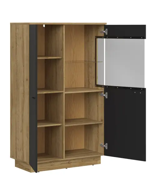 Vitrina Zenda 91 cm con 2 puertas roble waterford/negro