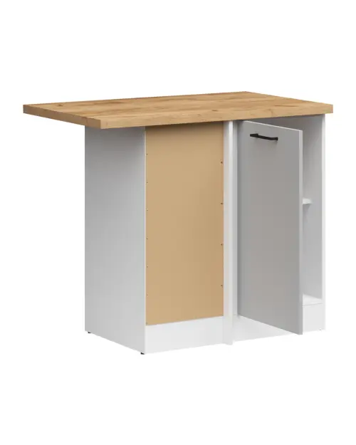 Armario de cocina bajo de rincón Junona Line izquierdo gris claro brillo con encimera ocupa rincón 100x60 cm