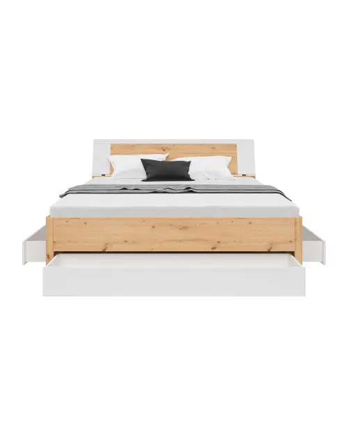 Cama Saturn 180x200 con 3 cajones roble artisan/blanco