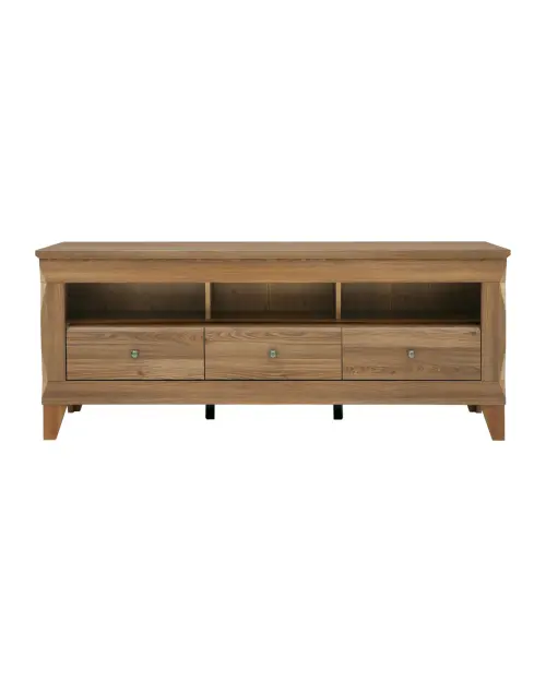 Mueble RTV Bergen 156 cm con 3 cajones y estante alerce sibiu dorado