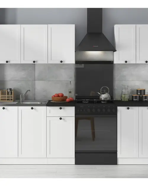 Conjunto de cocina Junona Line A 180 cm blanco con encimera