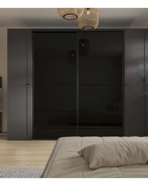 Armario modular Flex 250 cm corredero grafito/negro brillo