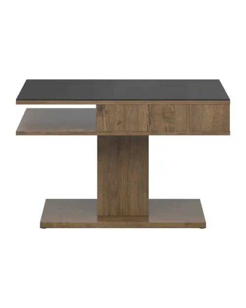 Mesa de centro Campo 80x60 cristal negro/roble april