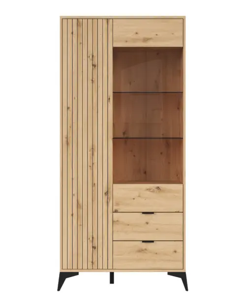 Vitrina alta Lamea 90 cm con 2 puertas y 2 cajones roble artisan