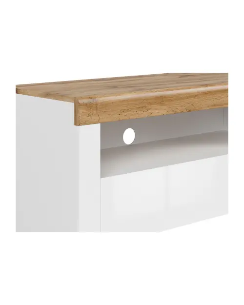 Mueble RTV Holten 106 cm con cajón y estante blanco brillo
