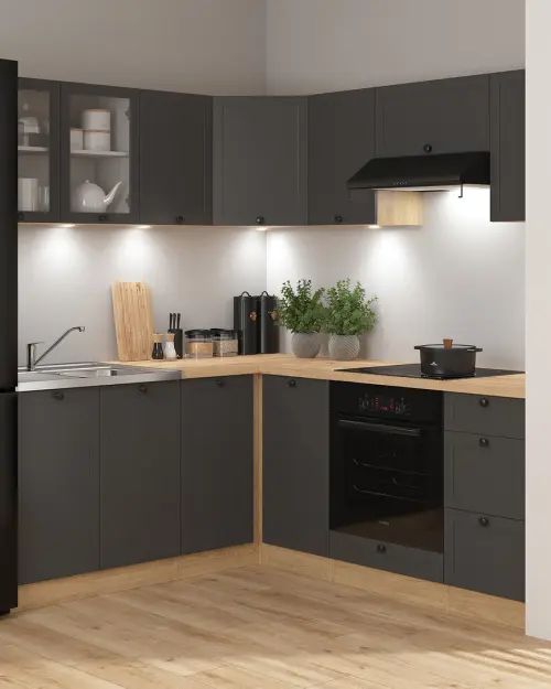 Conjunto de cocina de rincón Junona Line 240x200 grafito sin encimera