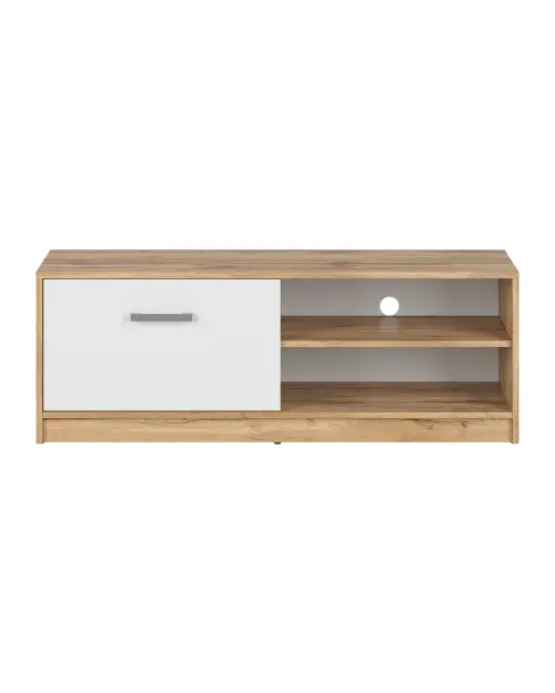 Mueble RTV Matos 118 cm con puertas y estante roble wotan/blanco
