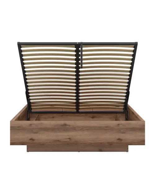 Cama Forn 160x200 con somier y arcón roble delano oscuro/blanco