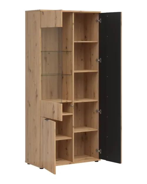 Vitrina Vabres 90 cm con 3 puertas roble artisan lama