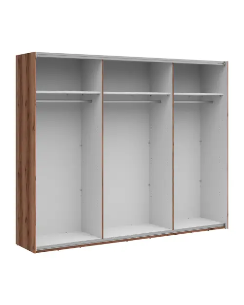 Armario de puertas correderas Forn 270 cm roble delano oscuro/blanco brillo