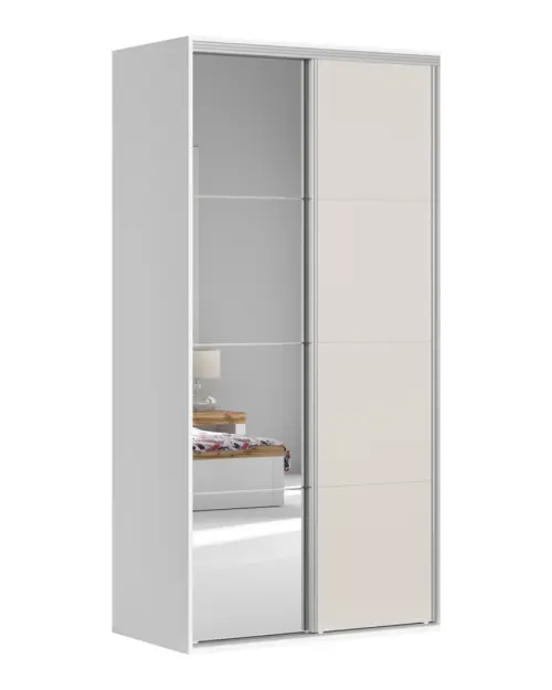 Sliding wardrobe Flex 120 cm with mirror white/cashmere