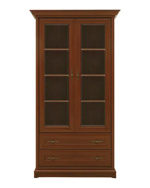 Vitrina Kent con 2 puertas y 2 cajones castaño