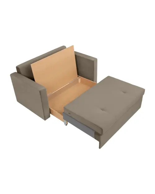 Two-seater sofa bed Bunio III with storage brown