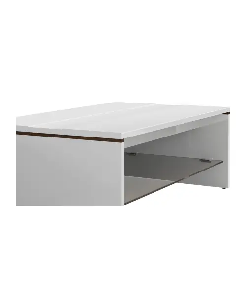 Mesa de centro Azteca Trio 110x65 con estante de vidrio roble canterbury/blanco