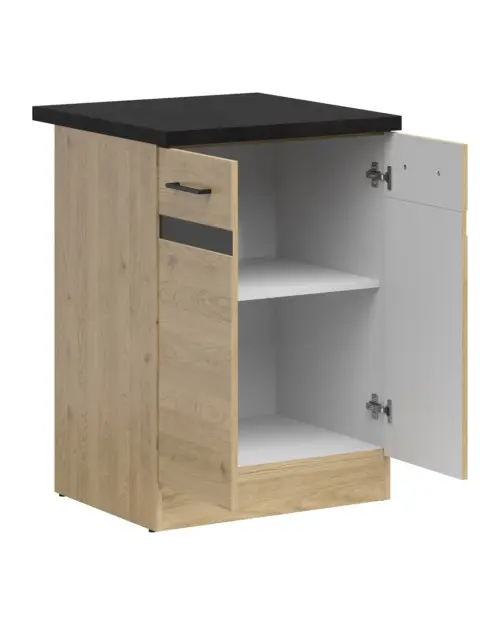 Mueble bajo de cocina Junona Line 60 cm de dos puertas roble bernstein con encimera