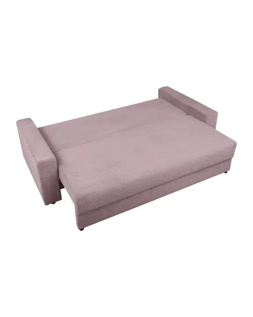 Garcia three-seater sofa bed with storage pink velvet