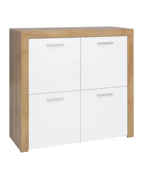 Armario Balder 104 cm de cuatro puertas roble riviera/blanco brillo