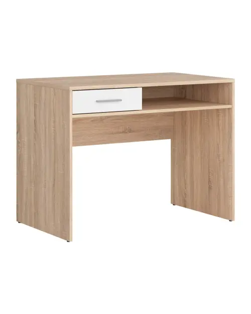 Escritorio Nepo Plus 100 cm con cajón y estante roble sonoma/blanco