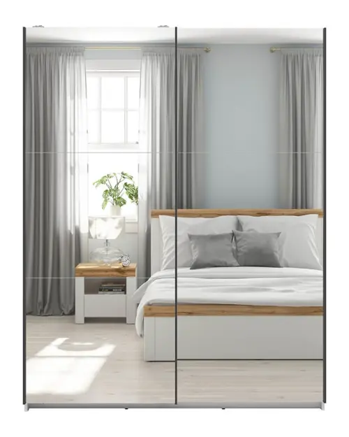 Armario de puertas correderas Tetrix 153 cm con espejo blanco brillo