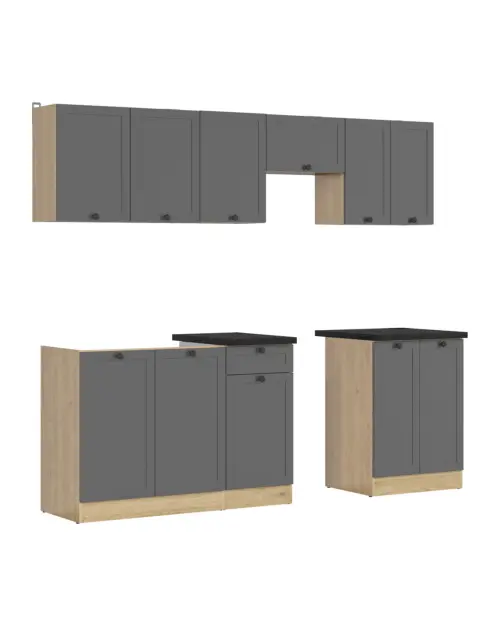 Conjunto de cocina Junona Line 230 cm grafito con encimera