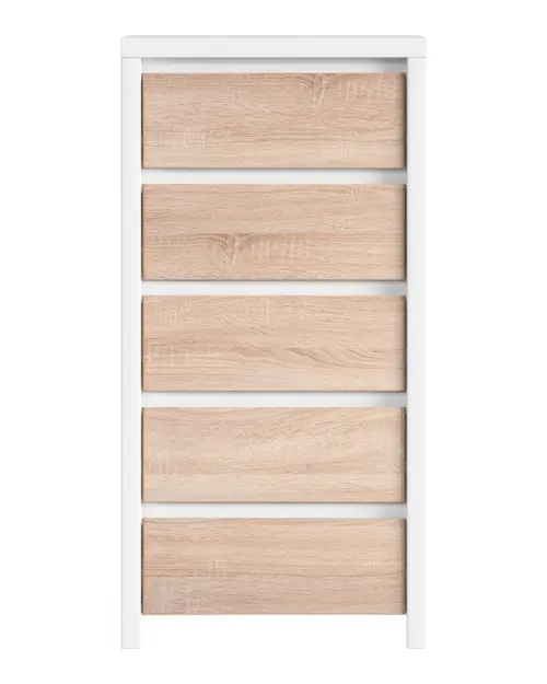 Комод Kaspian 56 см з 5 шухлядами білий/дуб сонома