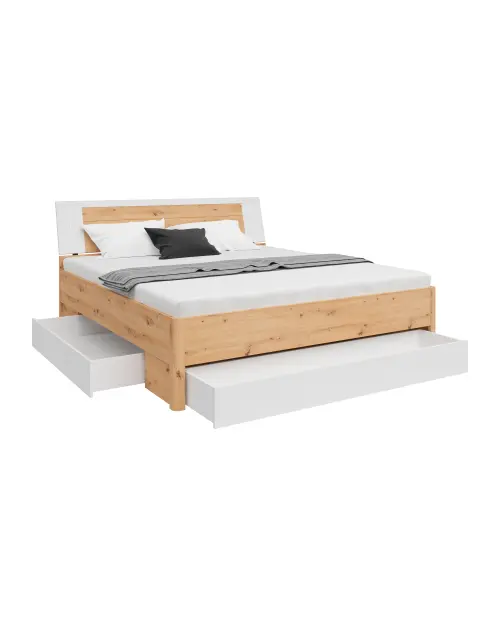 Cama Saturn 180x200 con 3 cajones roble artisan/blanco