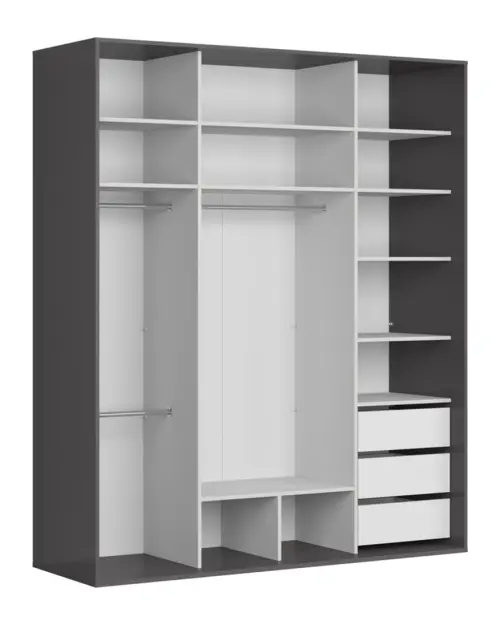 Sliding wardrobe Flex 200 cm with mirror graphite/mauvella oak