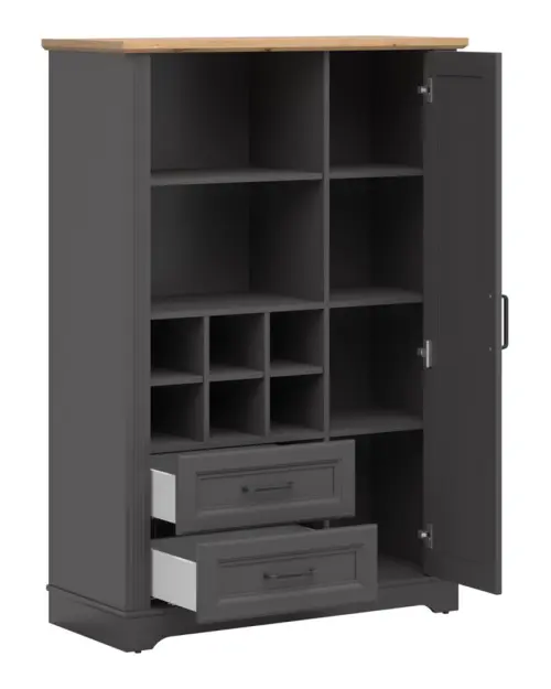 Estantería Tolmin 100 cm con puertas y 2 cajones grafito/roble artisan