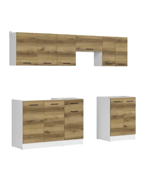 Zestaw kuchenny Junona Line 240 cm dąb delano jasny bez blatu