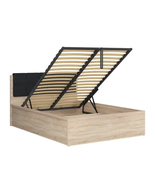 Cama Tetrix 140x200 con somier y contenedor roble sonoma