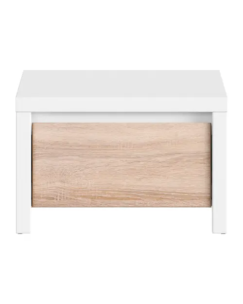 Mesita de noche Kaspian 51 cm con cajón blanco/roble sonoma