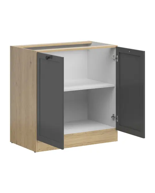 Szafka kuchenna dolna Junona Line 80 cm z 2 drzwiami dąb bernstein/grafit