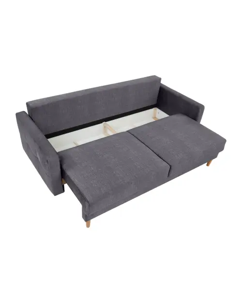 Torent three-seater velvet sofa bed gray